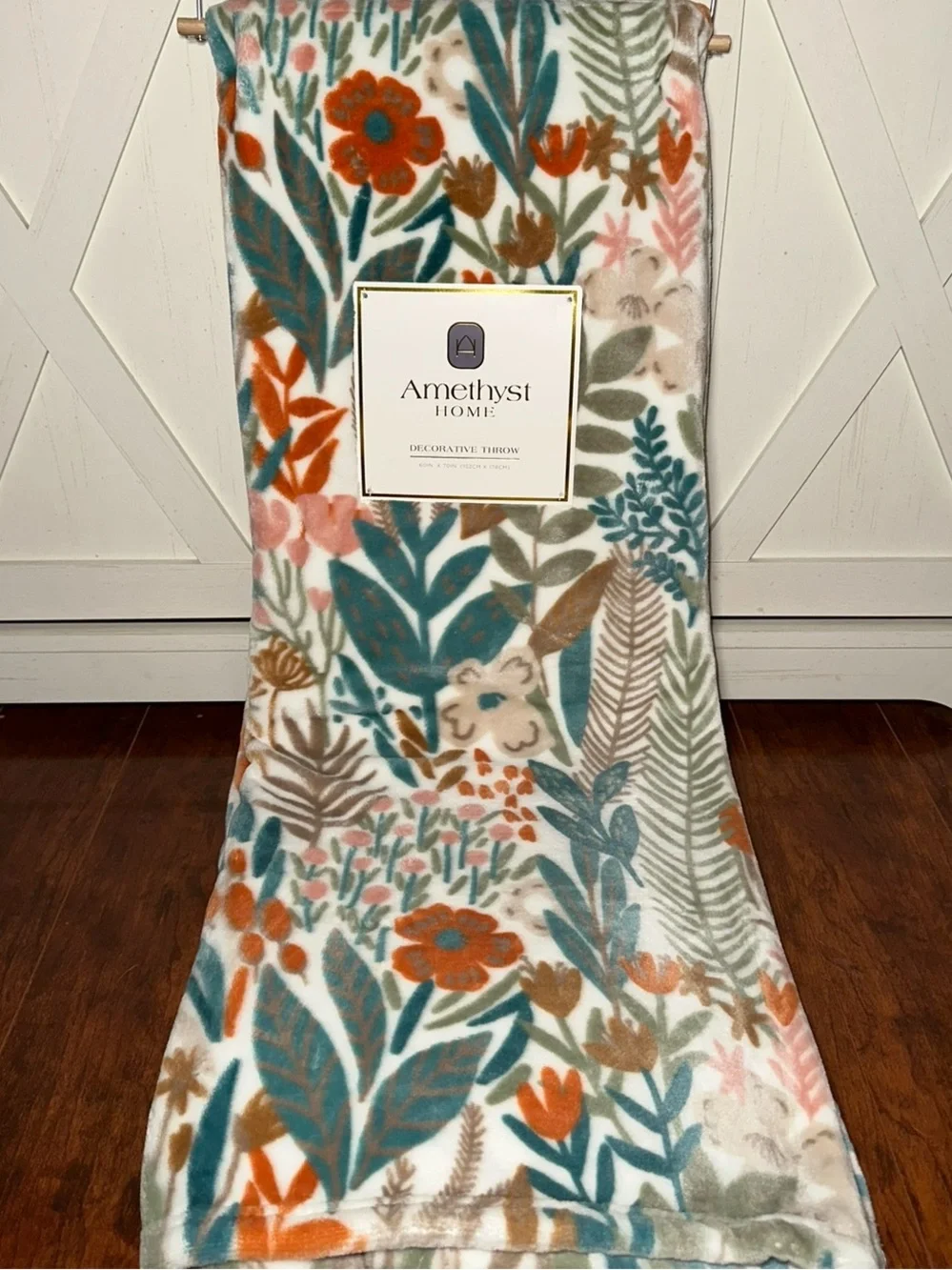 Amethyst Home Floral Plush Throw Blanket